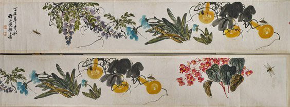Chinese Paper Handscroll: Insects & Fruit (1 of 2)