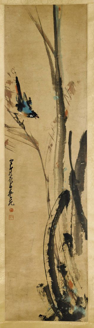 Two Chinese Paper Scrolls: Birds & Rooster (1 of 4)