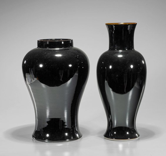 Two Black Monochrome Porcelain Vases (1 of 1)