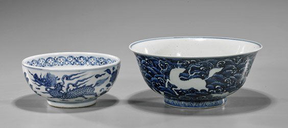 Two Xuande-Style Blue & White Bowls (1 of 3)