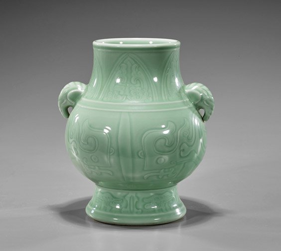 Qianlong-Style Celadon Porcelain Vase (1 of 2)