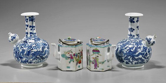 Four Chinese Porcelains: Kendi & Teapots (1 of 2)