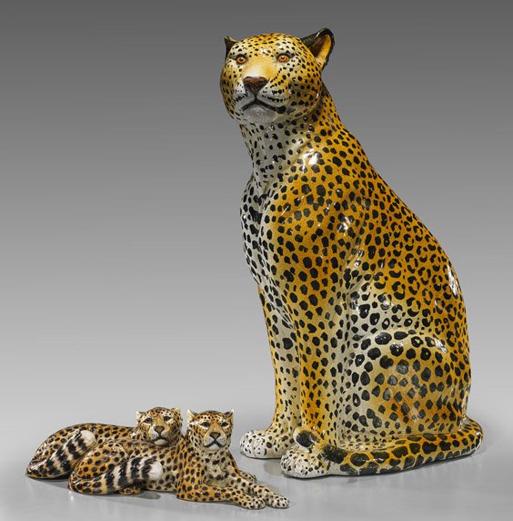 Italian Ceramic Cheetah & Leopard Groups (1 of 2)