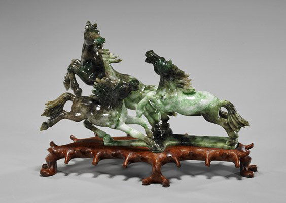 Old Chinese Carved Jade Horse Group (1 of 1)