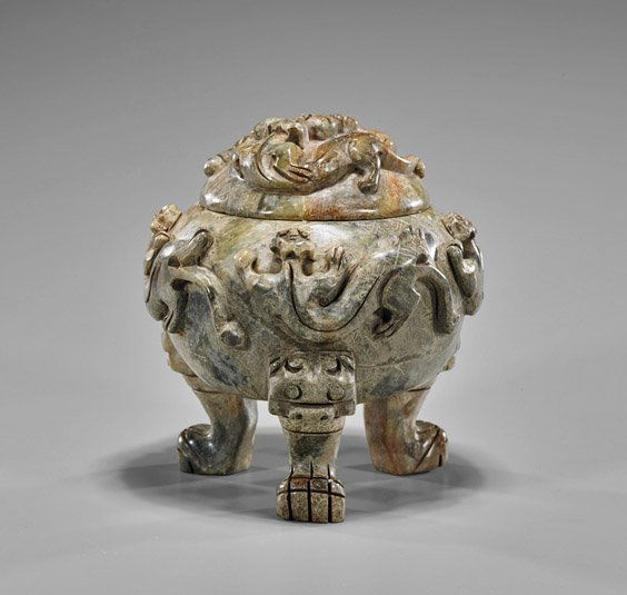 Archaistic Carved Hardstone Tripod Censer (1 of 1)
