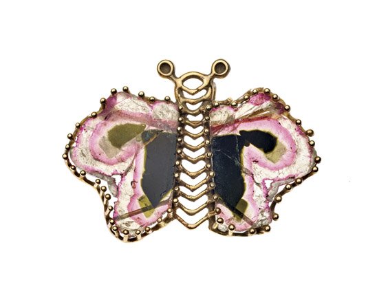 Tourmaline & 18K Gold Butterfly Brooch (1 of 1)