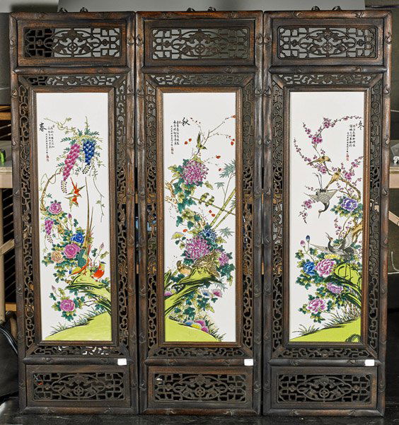 Three Chinese Enameled Porcelain Panels (1 of 1)