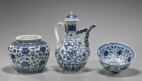 Three Ming-Style Blue & White Vessels (1 of 2)