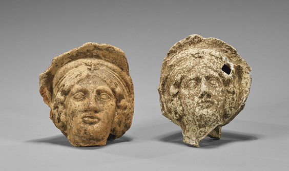 Two Greco-Roman Terracotta Female Heads (1 of 1)