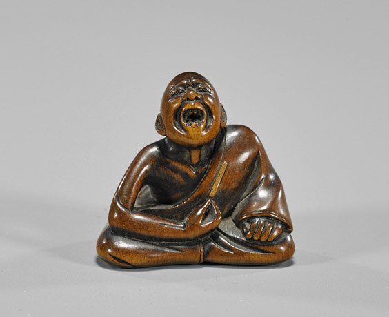 Carved Wood Netsuke: Monk (1 of 1)