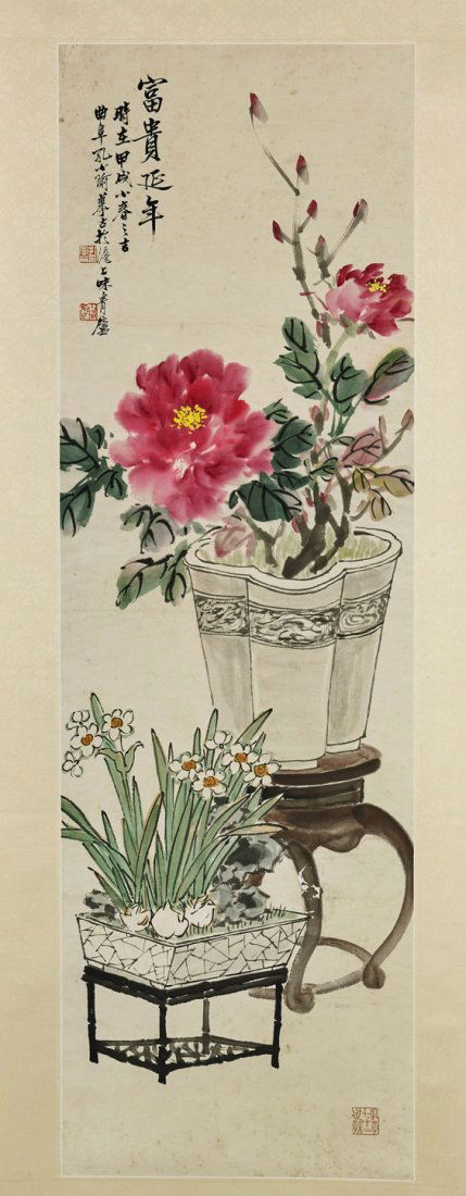 Two Chinese Paper Scrolls: Flowers (1 of 5)