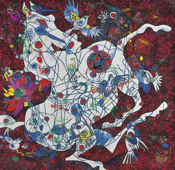 JIANG TIEFENG SERIGRAPH: White Horse (1 of 2)