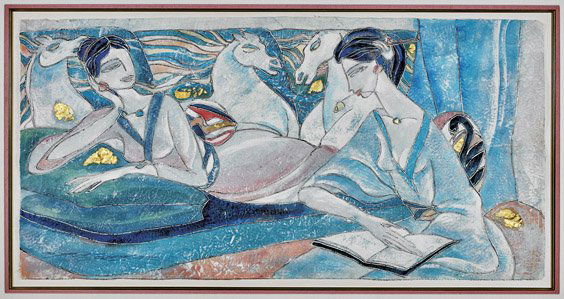 LARGE PAINTING BY YAMIN YOUNG (1 of 2)