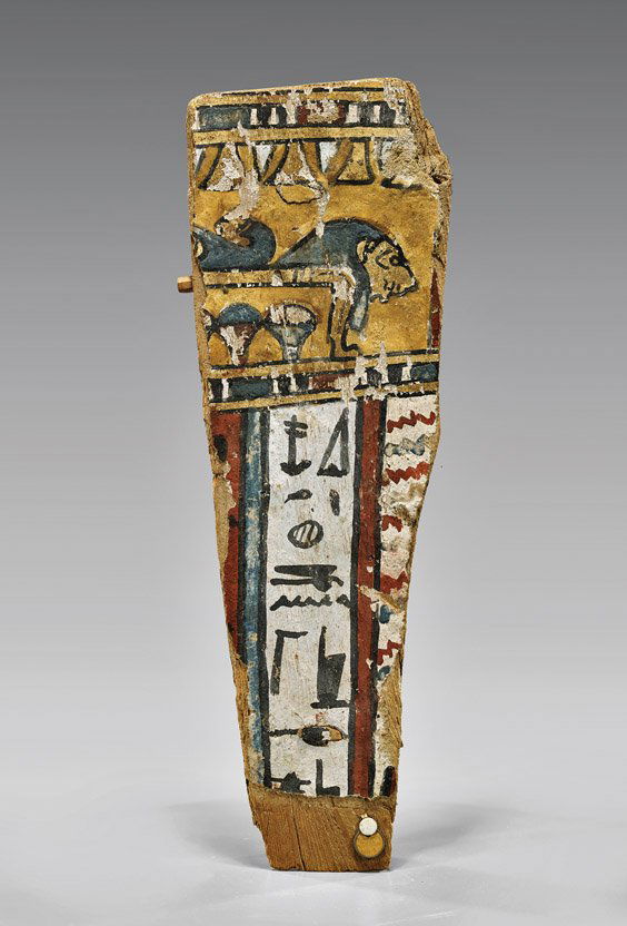 EGYPTIAN WOOD SARCOPHAGUS PANEL (1 of 2)