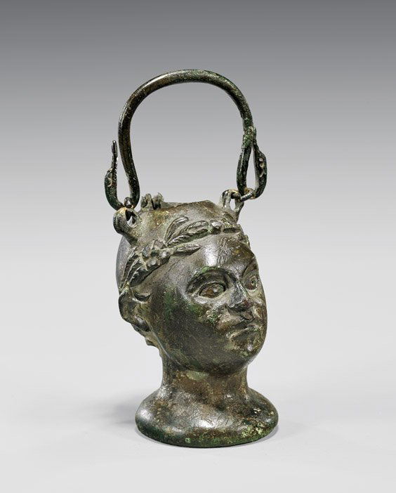 ROMAN BRONZE VESSEL: Male Head (1 of 2)