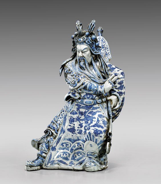 BLUE & WHITE PORCELAIN GUANDI (1 of 3)
