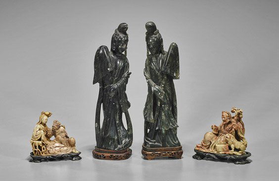 Four Chinese Carved Soapstone Figures (1 of 1)