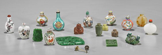 Eighteen Chinese Items: Snuff Bottles & Plaques (1 of 1)