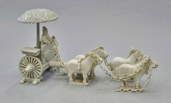 Chinese Carved Hardstone Carriage Group (1 of 1)