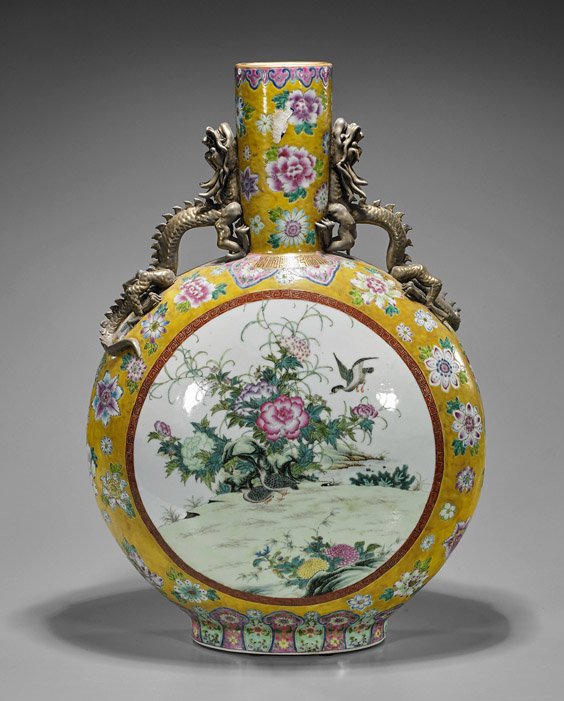 Large Chinese Famille Rose Moonflask Vase (1 of 3)