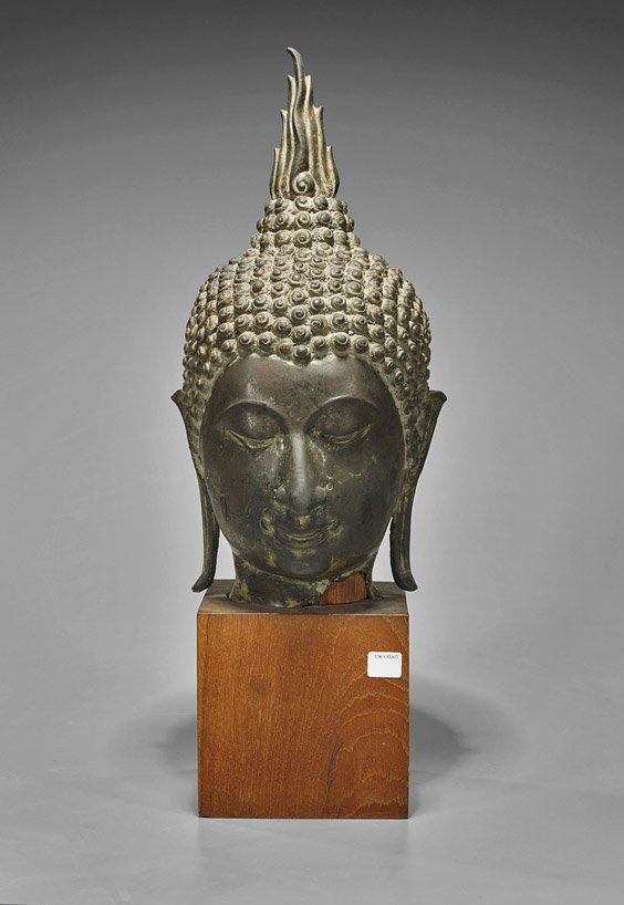 Old Chinese Bronze Head of Buddha (1 of 2)