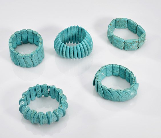 Five Turquoise-like Bead Bracelets (1 of 1)