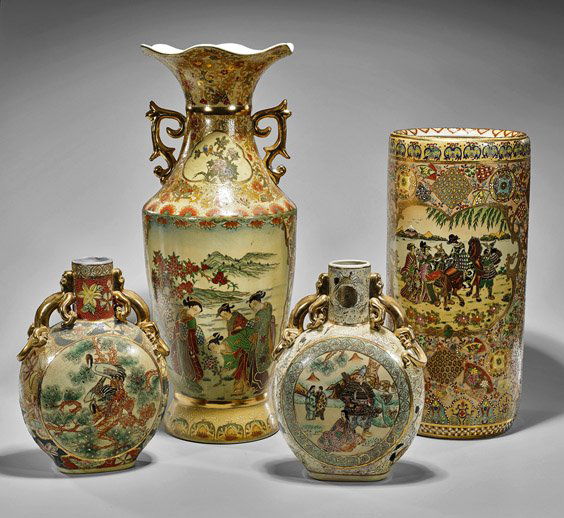 Four Japanese Satsuma Vases (1 of 1)