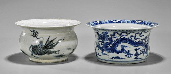 Two Chinese Blue & White Basins (1 of 2)