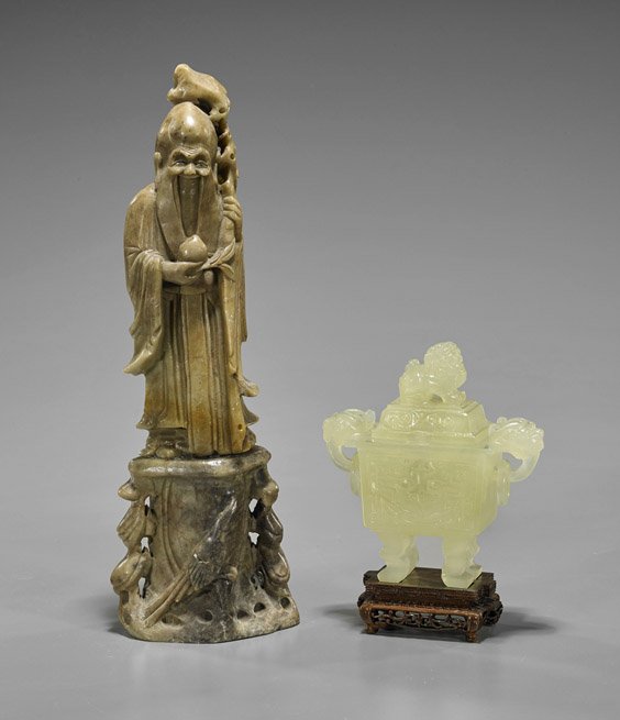 Two Chinese Carvings: Figure & Censer (1 of 1)