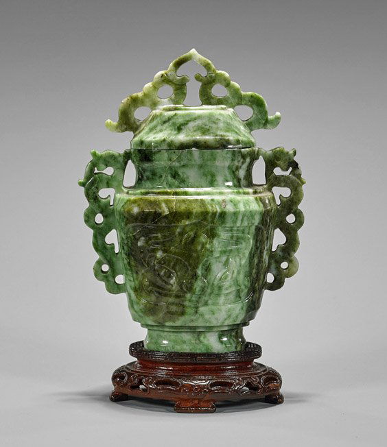 Chinese Carved Jadeite Urn (1 of 1)