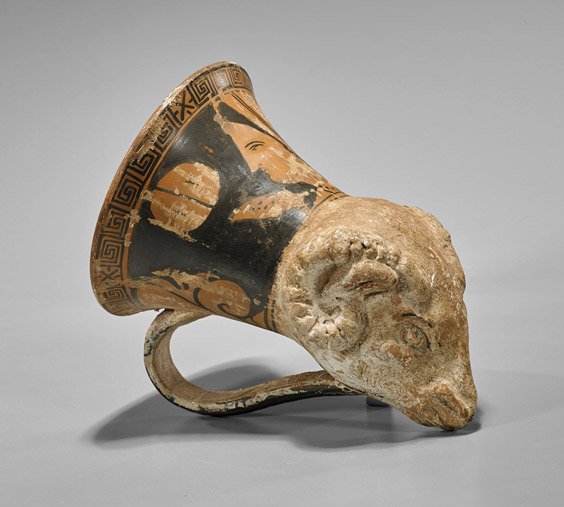Apulian-Style Red Figure Pottery Rhyton (1 of 2)