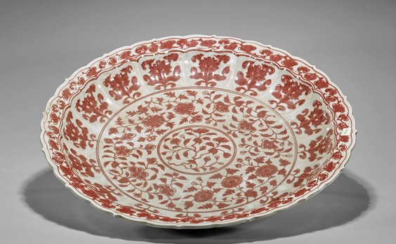 Massive Chinese Red & White Charger (1 of 2)