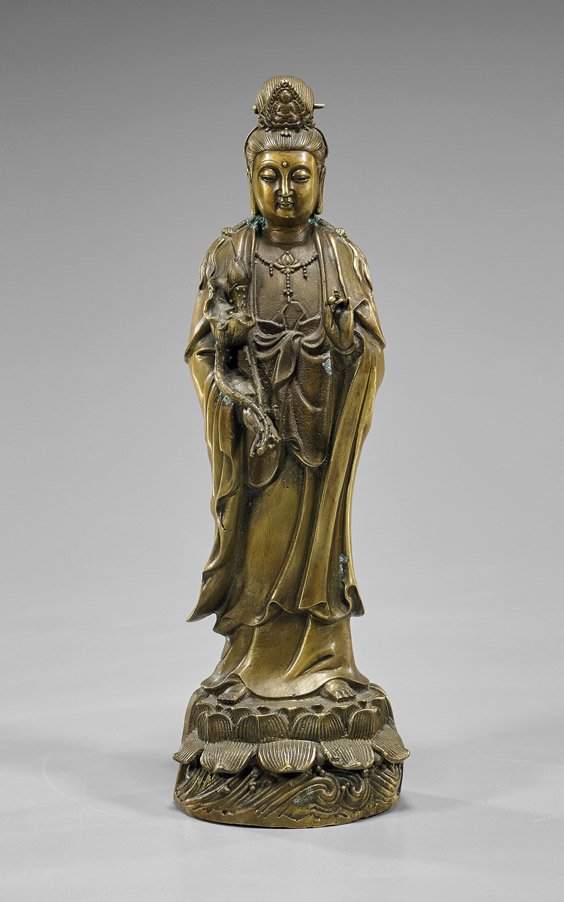 Chinese Gilt Bronze Standing Guanyin (1 of 1)