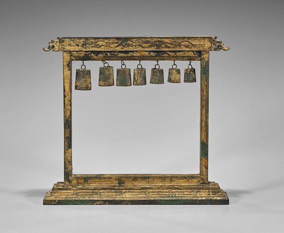 Antique Chinese Gilt Wood Bell Set (1 of 1)