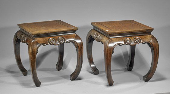Pair Chinese Carved Hardwood Tables (1 of 1)