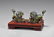 PAIR ENAMELED SILVER-GILT FO LIONS