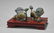 PAIR ENAMELED SILVER-GILT FO LIONS - 2