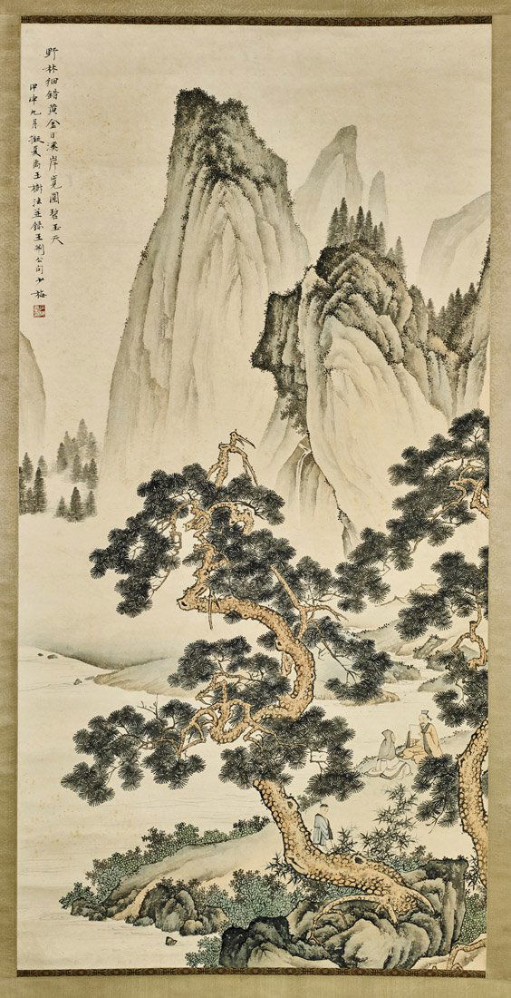 CHINESE SCROLL: Mountains & Pine (1 of 2)