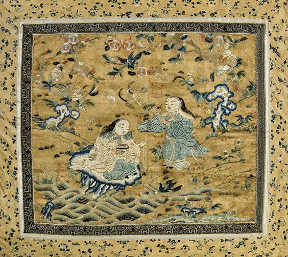 ANTIQUE EMBROIDERED SILK PANEL (1 of 1)