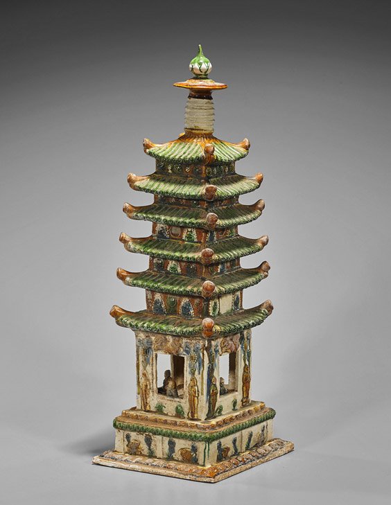 Tang-Style Sancai Pottery Pagoda (1 of 1)