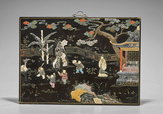 Antique Chinese Inlaid Figural Panel (1 of 1)