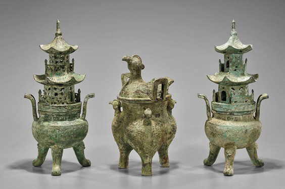 Three Archaistic Bronze Tripod Censers (1 of 1)