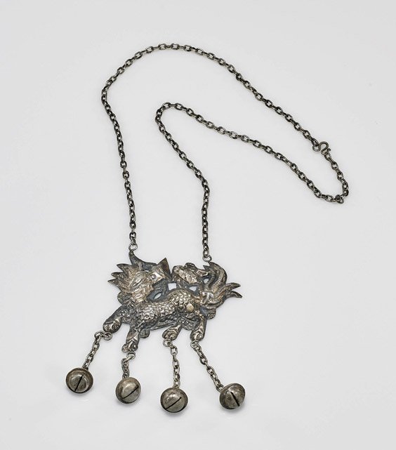 Antique Tibetan Silver Qilin Necklace (1 of 1)