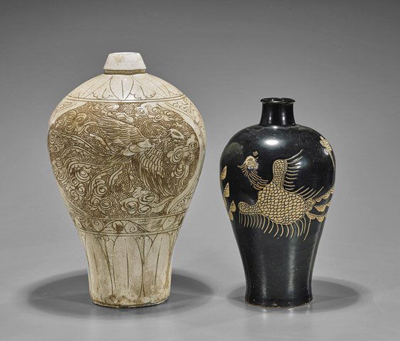 Two Tall Chinese Glazed Meiping Vases (1 of 1)