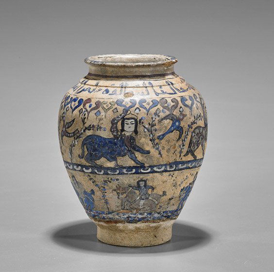 Persian Red, Blue & White Underglazed Jar (1 of 1)