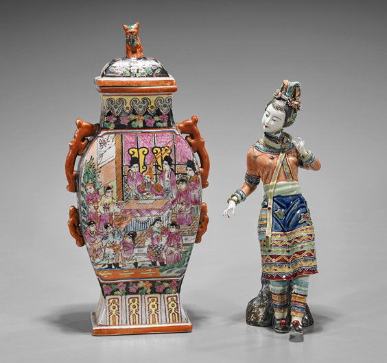 Two Chinese Porcelains: Lady & Vase (1 of 2)