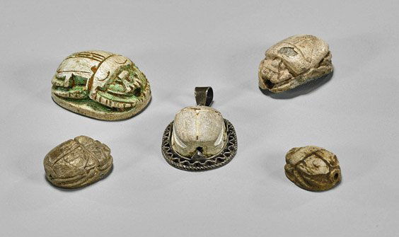 Five Ancient Egyptian Scarab Hearts (1 of 2)
