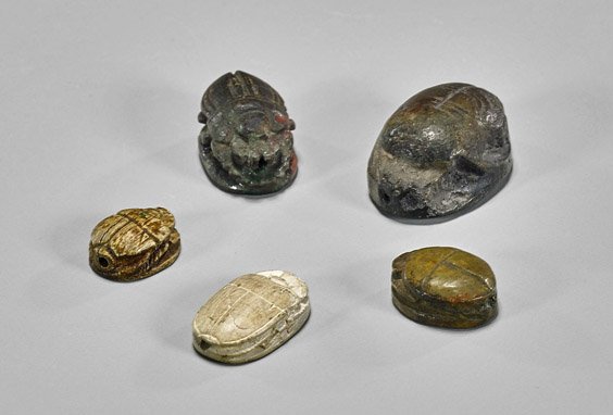 Five Ancient Egyptian Scarab Hearts (1 of 2)