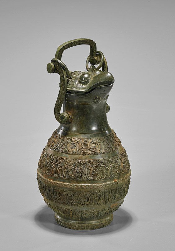 Archaistic Chinese Bronze Hu Vase (1 of 2)