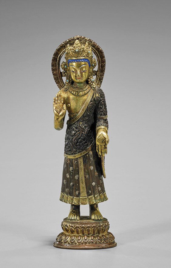Old Sino-Tibetan Bronze Standing Buddha (1 of 2)